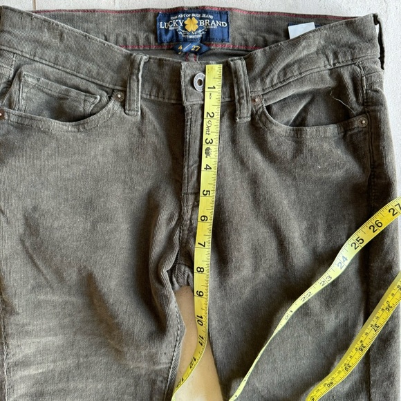 Lucky Brand Charlie Skinny Corduroy Olive Green Pants Size 27 - Picture 6 of 9